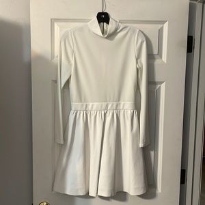 Alice + Olivia White Long-Sleeve Fit-and-Flare Mini Dress